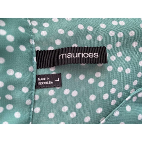 Maurices mint green with polka dots sheer blouse - Picture 5 of 6